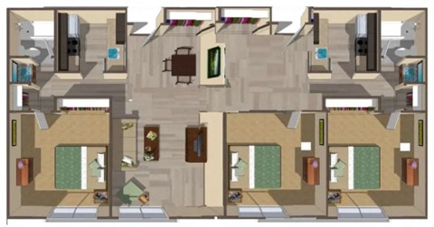 a large room with a lot of furniture in it